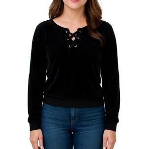 Betsey Johnson velour sweatshirt Women's Size XS black